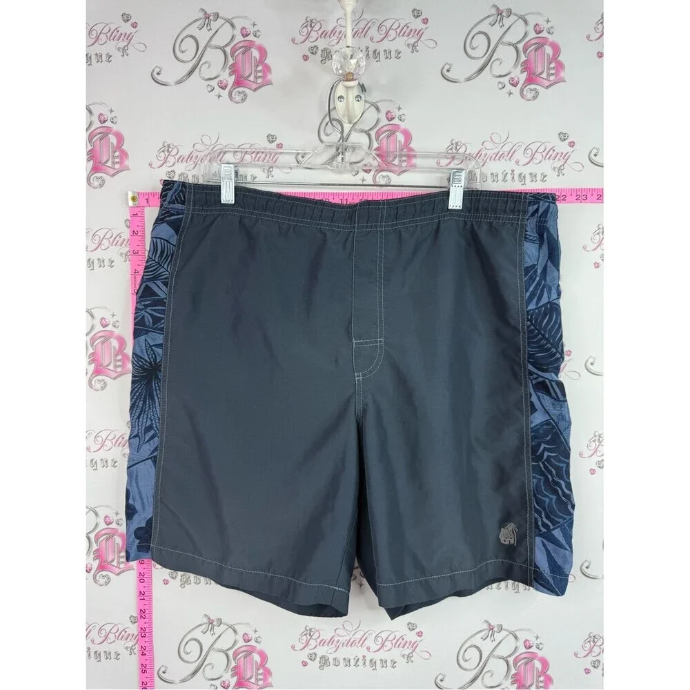 Caribbean Joe navy Black Swim Board Shorts with Navy Floral Side Panels let’s go